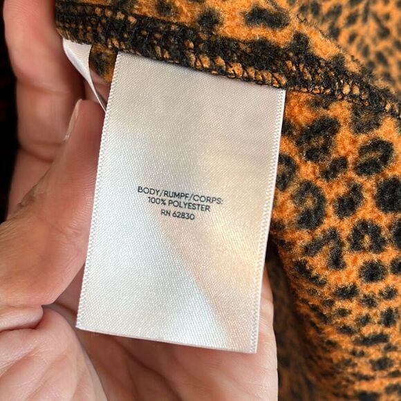 Lands End Leopard Print Fleece Quarter Zip Pullover Medium - Picture 5 of 6